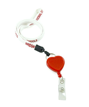  3/8 inch Custom lanyard attached split ring with a heart shape badge reel-Screen Printing-LNP03R2N 