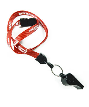  1/2 inch Customized breakaway lanyard attached keyring with plastic whistle-Screen Printing-LNP0405B 