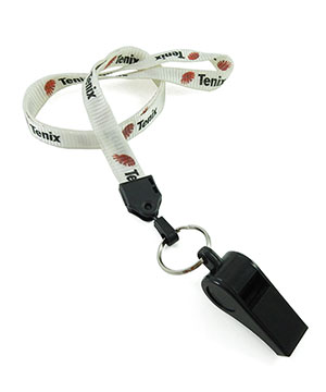  1/2 inch Customized whistle lanyard attached keyring with a plastic whistle-Screen Printing-LNP0405N 