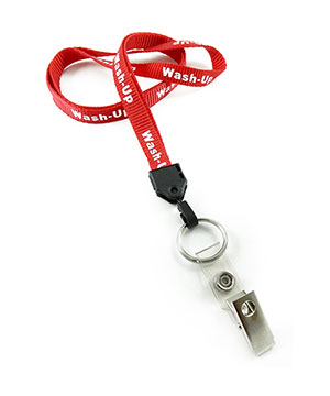  1/2 inch Customized ID lanyard attached split ring with a ID strap clip-Screen Printing-LNP0407N 