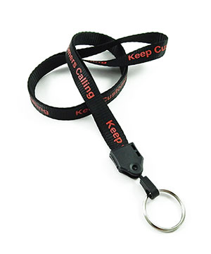  1/2 inch Customized key lanyard with a rotating metal keychain ring-Screen Printing-LNP040AN 