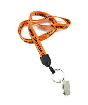  1/2 inch Customized keychain lanyards with rotating keyring and dual carabiner-Screen Printing-LNP0412N 