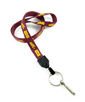  1/2 inch Customized key lanyard attached metal keyring with a j hook-Screen Printing-LNP0413N 