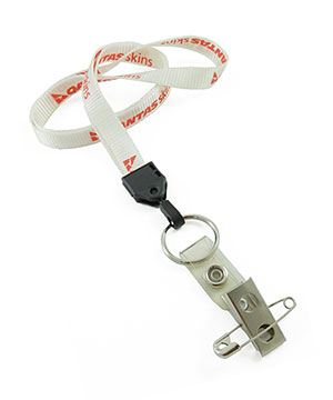  1/2 inch Customized ID lanyard attached rotating key ring with a ID strap pin clip-Screen Printing-LNP0417N 