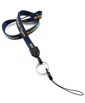  1/2 inch Customized key lanyards attached metal keyc ring with loop strap connector-Screen Printing-LNP0418N 