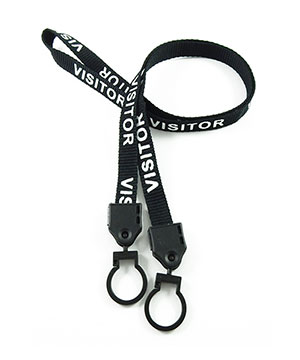  1/2 inch Customized double end lanyard with a plastic ring hook on strap each end-Screen Printing-LNP04D1N 