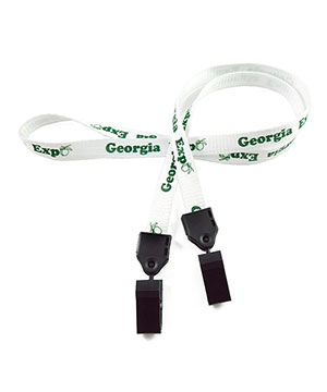  1/2 inch Customized lanyards with double plastic ID clips-Screen Printing-LNP04D2N 