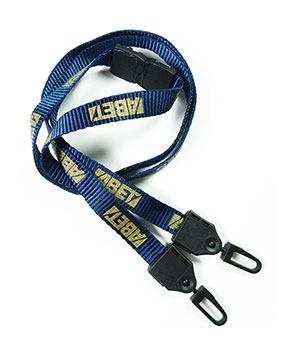  1/2 inch Customized double hook lanyard attached safety breakaway and a plastic j hook on strap each end-Screen Printing-LNP04D3B 