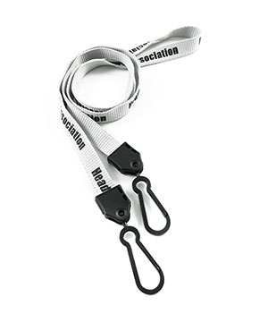  1/2 inch Customized double hook lanyard with a plastic lanyard ID hook on each strap end-Screen Printing-LNP04D6N 