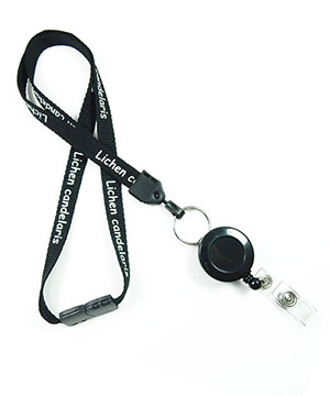  1/2 inch Customized retractable lanyard attached safety breakaway and split ring with a badge reel-Screen Printing-LNP04R1B 