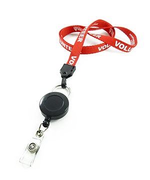  1/2 inch Customized lanyards with rotating key ring and retractable ID reel-Screen Printing-LNP04R1N 