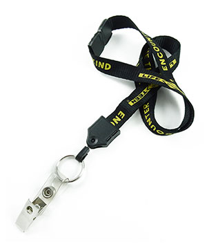  5/8 inch Custom ID lanyard attached safety breakaway and metal key ring with a ID strap clip-Screen Printing-LNP0507B 