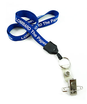  5/8 inch Custom lanyard attached metal keyring with a ID strap pin clip-Screen Printing-LNP0517N 