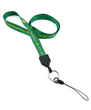  5/8 inch Custom key lanyard attached rotating split ring with a loop strap connector-Screen Printing-LNP0518N 