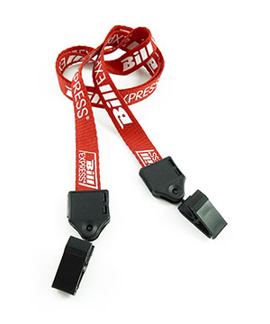  5/8 inch Custom lanyards with double plastic ID clips-Screen Printing-LNP05D2N 