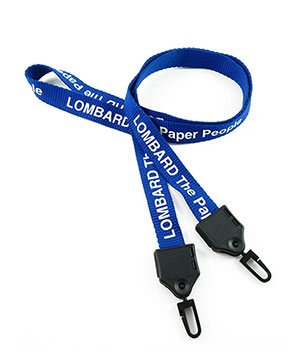  5/8 inch Custom double hook lanyard attached a rotating plastic j hook on lanyard each end-Screen Printing-LNP05D3N 
