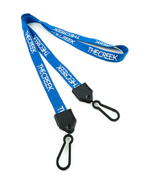  5/8 inch Custom double hook lanyard attached a rotating plastic hook on each strap end-Screen Printing-LNP05D6N 