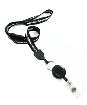  5/8 inch Custom retractable lanyard attached safety breakaway and split ring with a badge reel-Screen Printing-LNP05R1B 
