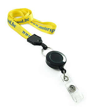  5/8 inch Custom lanyards with rotating key ring and retractable ID reel-Screen Printing-LNP05R1N 