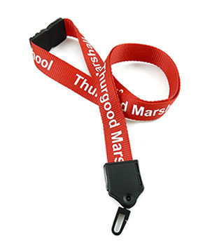  3/4 inch Personalized hook lanyard with a rotating plastic hook and safety breakaway-Screen Printing-LNP0603B 