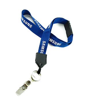  3/4 inch Personalized breakaway lanyard attached metal keyring with a ID strap clip-Screen Printing-LNP0607B 