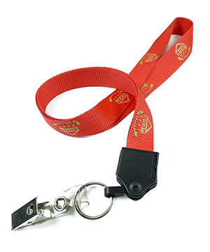  3/4 inch Personalized ID lanyard attached metal split ring with a ID strap clip-Screen Printing-LNP0607N 