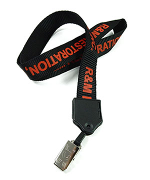  3/4 inch Personalized clip lanyard with a rotating metal ID clip-Screen Printing-LNP060CN 