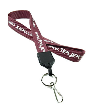  3/4 inch Personalized key lanyard attached metal keyring with a j hook-Screen Printing-LNP0613N 