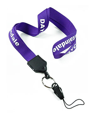  3/4 inch Personalized device lanyard attached metal keyring with a quick release strap connector-Screen Printing-LNP0614N 
