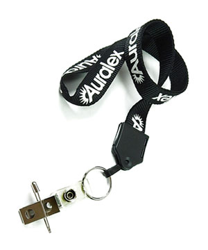  3/4 inch Personalized lanyard attached metal keyring with a ID strap pin clip-Screen Printing-LNP0617N 