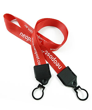  3/4 inch Personalized double end lanyard with a plastic ring hook on lanyard strap each end-Screen Printing-LNP06D1N 
