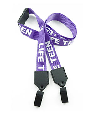  3/4 inch Personalized breakaway lanyards with double plastic ID clips-Screen Printing-LNP06D2B 