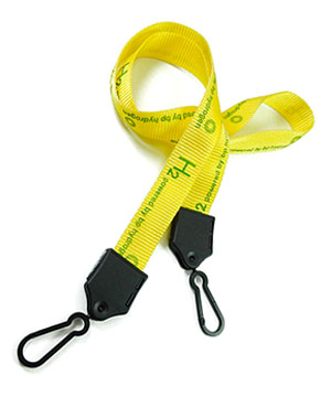  3/4 inch Personalized double hook lanyard attached a rotating plastic hook on each lanyard strap end-Screen Printing-LNP06D6N 