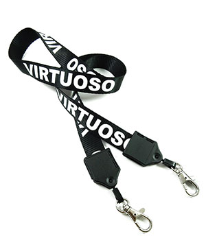  3/4 inch Personalized double end lanyard with a lobster clasp hook on strap each end-Screen Printing-LNP06D9N 