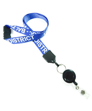  3/4 inch Personalized breakaway lanyards attached rotating split ring with a ID badge reel-Screen Printing-LNP06R1B 
