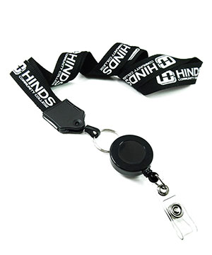  3/4 inch Personalized lanyards with rotating key ring and retractable ID reel-Screen Printing-LNP06R1N 