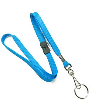  3/8 inch Blue breakaway lanyards attached swivel hook with key ringblankLRB320BBLU 