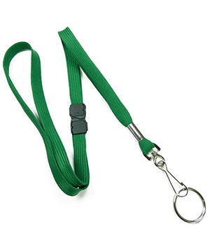  3/8 inch Green breakaway lanyards attached swivel hook with key ringblankLRB320BGRN 