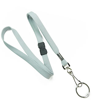  3/8 inch Gray breakaway lanyards attached swivel hook with key ringblankLRB320BGRY 