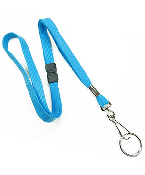  3/8 inch Light blue breakaway lanyards attached swivel hook with key ringblankLRB320BLBL 