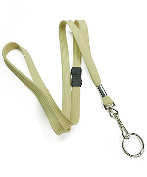  3/8 inch Light gold work lanyard attached breakaway and swivel hook with key ring-blank-LRB320BLGD 