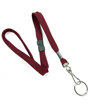 3/8 inch Maroon breakaway lanyards attached swivel hook with key ringblankLRB320BMRN 