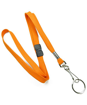  3/8 inch Neon orange work lanyard attached breakaway and swivel hook with key ring-blank-LRB320BNOG 