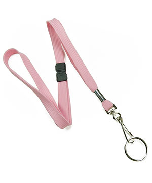  3/8 inch Pink work lanyard attached breakaway and swivel hook with key ring-blank-LRB320BPNK 