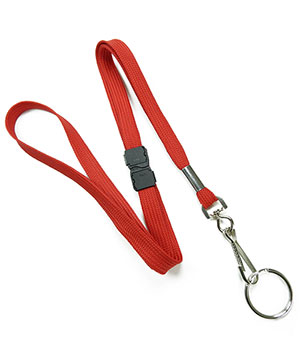  3/8 inch Red work lanyard attached breakaway and swivel hook with key ring-blank-LRB320BRED 