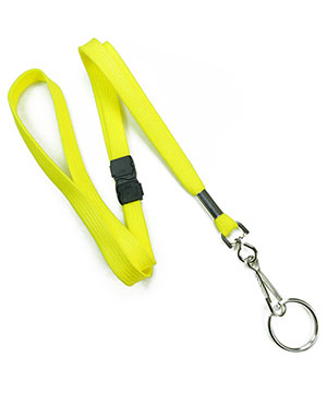  3/8 inch Yellow work lanyard attached breakaway and swivel hook with key ring-blank-LRB320BYLW 