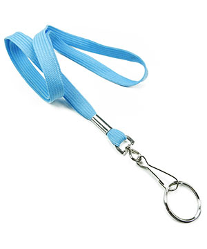  3/8 inch Baby blue work lanyard attached swivel hook with key ringblankLRB320NBBL