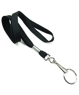  3/8 inch Black neck lanyards with swivel hook and split ring-blank-LRB320NBLK