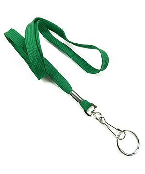 3/8 inch Green neck lanyards with swivel hook and split ring-blank-LRB320NGRN 