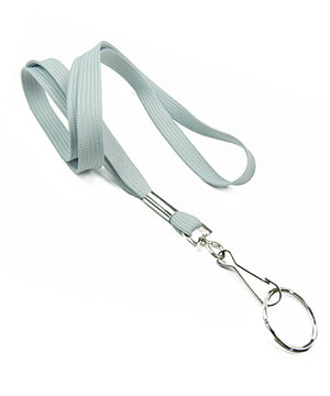  3/8 inch Gray neck lanyards with swivel hook and split ring-blank-LRB320NGRY